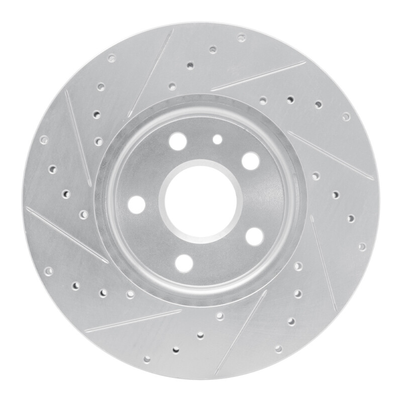 Buick Allure Brake Rotor (1) - Front Right - R1 Concepts - Drilled & Slotted - Silver - `10-`25